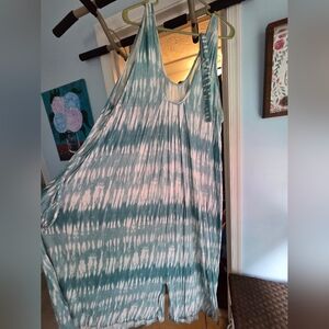 Blue and White Tie-Dye Sleeveless Dress